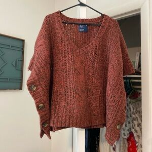 American Eagle Outfitters V-Neck Rust Sweater